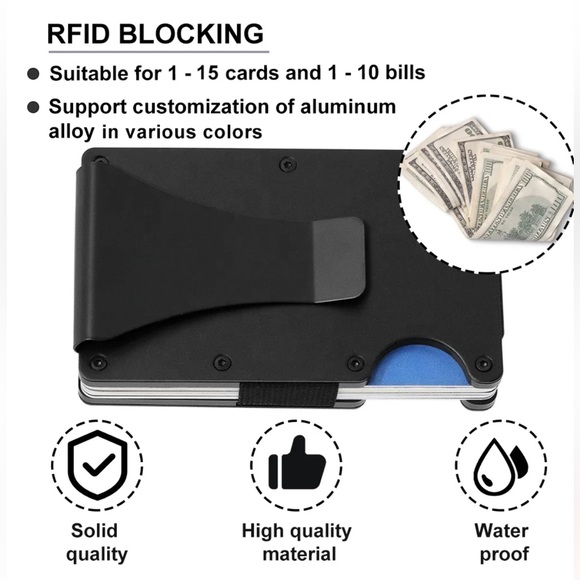 ✨✨BRAND NEW Mens Slim Wallet Minimalist RFID Blocking Money Clip Carbon … - Picture 2 of 6